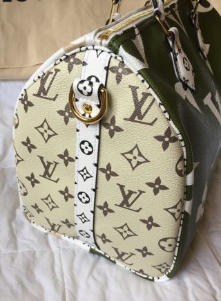 NIB Rare Authentic Louis Vuitton giant monogram speedy khaki beige Green Bag 4