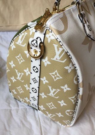 NIB Rare Authentic Louis Vuitton giant monogram speedy khaki beige Green Bag 5