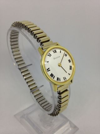 Ladies Vintage 1968 17J Bulova Gold Dress / Formal mechanical Watch and 2