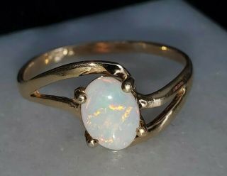 Vintage Natural Australian Opal 14k Yellow Gold Ring Size 6 Not Scrap