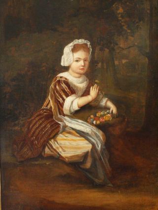 Large 17th Century Dutch Old Master Portrait Young Girl Antique Oil Painting