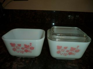 Vintage Pyrex Pink & White Gooseberry Refrigerator bowls (7 pc.  set) 6