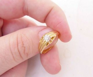 18ct Gold Old Mine Cut Diamond Ring,  Gypsy Set 1916