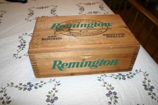 Vintage Remington Wood Ammo Box Shotgun Shell Box Dovetail Joints