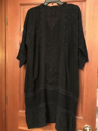 VINTAGE JOHNNY WAS BLACK DRESS 100 CUPRA RAYON WITH COTTON SLIP SIZE LARGE 4