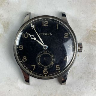 Vintage Eterna Gilt - Dial Wristwatch Huge 40mm Case For Parts/repair