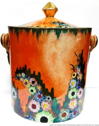 Carlton Ware Garden Vintage Art Deco Porcelain Enamel Ice Bucket Biscuit Jar