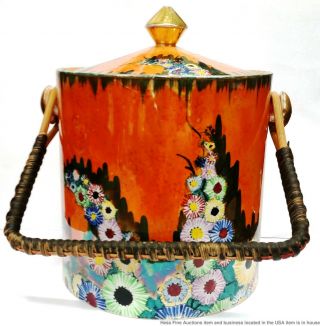 Carlton Ware Garden Vintage Art Deco Porcelain Enamel Ice Bucket Biscuit Jar 3