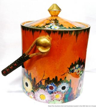 Carlton Ware Garden Vintage Art Deco Porcelain Enamel Ice Bucket Biscuit Jar 5
