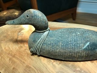 Antique Wood Carved Duck Decoy with Weight,  Paint,  Glass Eyes 4