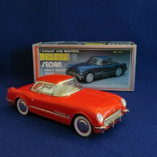 6pc Vintage Toy Deluxe Sedan Chevy Corvette Tin Friction Car Mf 316 Mib