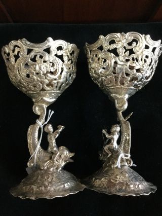 Set Of Two German 1800,  S Sterling Silver 800 Goblets