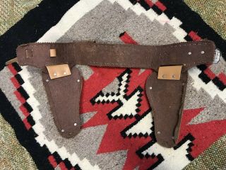 Vintage Cap Gun Leather Toy Holster Antique Studded Belt Western Cowboy toy 5