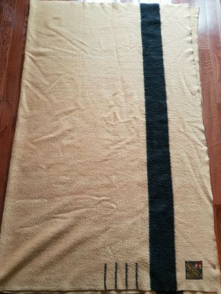 Vintage Trapper 4 Point All Wool Blanket England 68 " X88 " Brown