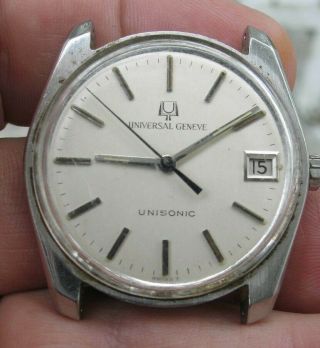 Vintage Universal Geneve Unisonic 1 - 52 Date Calendar Watch Mens 35 Mm