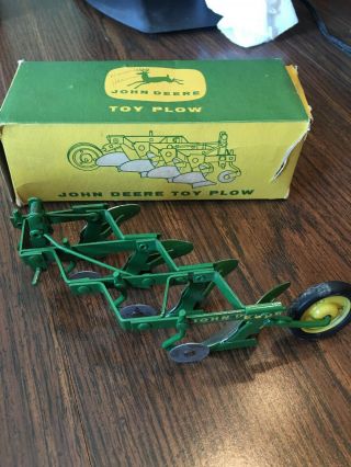 Vintage Ertl Eska John Deere 4 Bottom 3pt Mounted Plow Farm Toy And Box