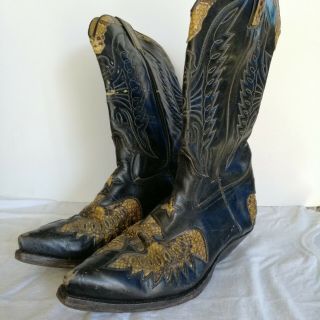 Vintage Sendra Made In Spain 2720 Exotic Python Eagle Cowboy Western Boots Sz 8