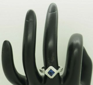 18K White Gold 1.  00ctw Princess Cut Tanzanite w/Diamond Accents Cocktail Ring 7 5