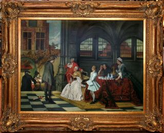 Fine Antique Mucke,  L.  ‘rewarding The Loyal Subject’ Oil On Canvas Painting