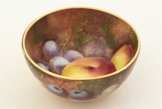Vintage Royal Worcester Signed Hand Painted Fruit Apples & Cherries Mini Bowl