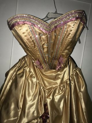 Rose Gold Vintage Victorian Beaded Quinceanera Sleeves Dress Ball Gown Size 10