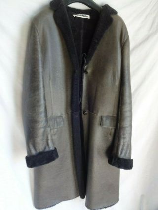 Vintage Jil Sander Brown/black Shearling /leather/sheepskin Coat Eu40/uk 12 Rare