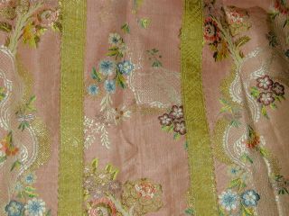 Antique 19thC French/Italian? Silk Metallic Brocade Fabric Chausable w Gold Trim 5