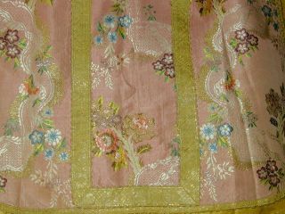 Antique 19thC French/Italian? Silk Metallic Brocade Fabric Chausable w Gold Trim 6