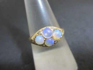 Water Opal Diamond 18k Gold Ring Antique Victorian C1890.  Tbj08020