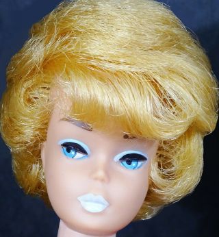 Spectacular Vintage Blonde Bubble Cut Barbie Doll With White Lips