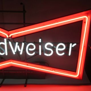 BUDWEISER BEER VINTAGE NEON BOW TIE FLASHING BAR SIGN RARE MADE IN USA 4