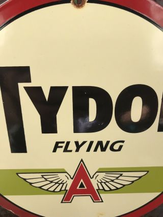 VINTAGE TYDOL FLYING A GASOLINE PORCELAIN SIGN GAS STATION PUMP PLATE TYDOL OIL 6