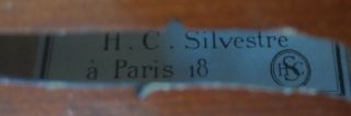 FINE 4/4 OLD ANTIQUE VIOLIN Label.  H.  C.  Silvestre a Paris 18.  fiddle скрипка 11