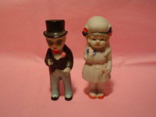 Vintage Bride & Groom Bisque Dolls Cake Topper Wedding Made In Japan 1920 1930