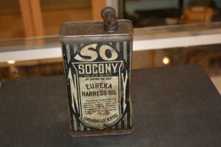 Vintage Antique RARE STANDARD OIL Socony Harness Oil Can. 2