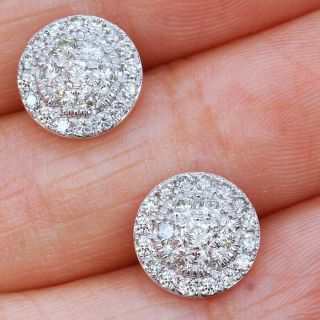 1.  1Ct 100 Natural Diamond 10K White Gold Cluster Earrings EFFECT 2Ct EWG123 - 5 4