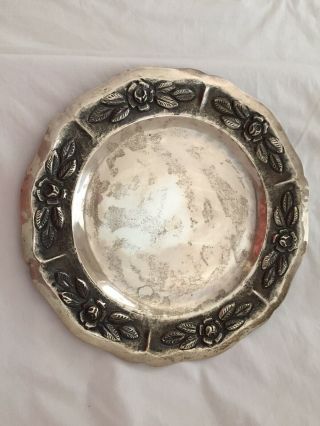 Sterling Silver Aztec Rose By Maciel Silver Mexico 440.  8 Grams 11 " Charger Plate