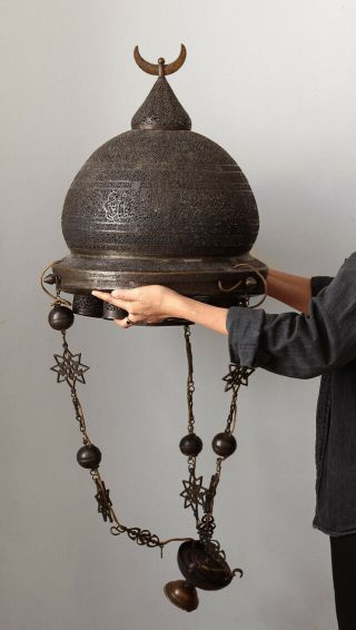 Antique Orientalist Mosque Lamp,  Cairoware