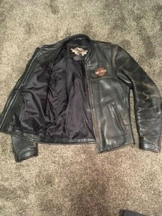 Vintage Harley Davidson Leather Jacket - Men ' s Small Leather - Black 2