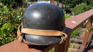 Ww2 German Army Helmet Harness Brown Leather W/ Buckle Hanger / Adjustment Strap