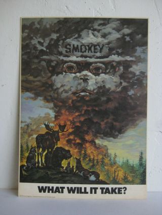 Vtg Smokey The Bear U.  S.  Forest Service What Will It Take Cardboard Poster Sign