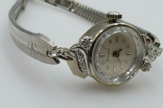 Vintage Ladies Bulova 14K White Gold Diamond Watch,  Very Pretty 2