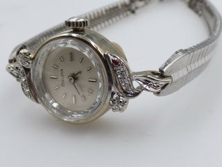 Vintage Ladies Bulova 14K White Gold Diamond Watch,  Very Pretty 3