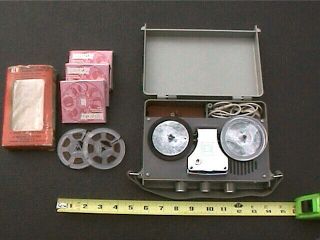 Vintage Transette Portable 3 Inch Reel To Reel Tape Recorder With Tapes