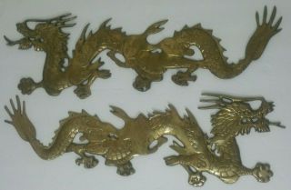 Vintage Brass Chinese Style Dragon Wall Hangings.  23.  75 " Long,  76.  2 Ounces.