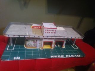 Vintage Tin Litho Marx Service/gas Station Center 1950 