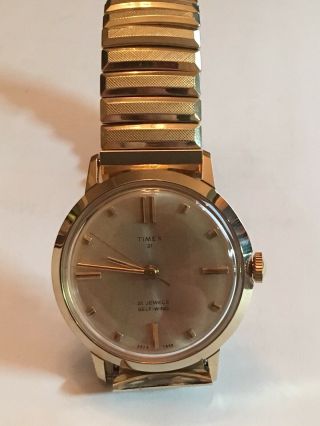 Vintage Rare 1968 Timex Selfwind 21 Jewel Mens Dress Watch Very