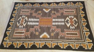 Vintage Navajo Rug/Storm Natural Colors Large 74 in x 48 in.  Hand Spun. 11