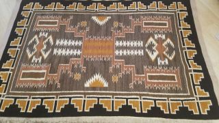 Vintage Navajo Rug/Storm Natural Colors Large 74 in x 48 in.  Hand Spun. 4