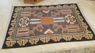 Vintage Navajo Rug/Storm Natural Colors Large 74 in x 48 in.  Hand Spun. 6